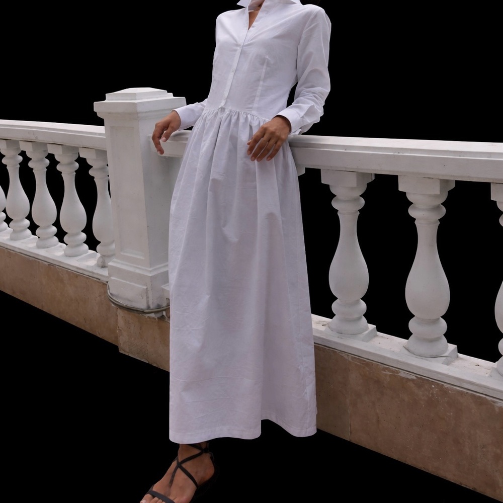 Crisp White Cotton Dress by Suud Collection